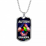 Autism Grandpa Dog Tag Pendant Necklace - Dog Tag (Silver)
