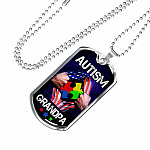 Autism Grandpa Dog Tag Pendant Necklace - Dog Tag (Silver)