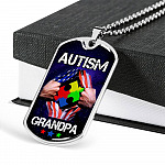 Autism Grandpa Dog Tag Pendant Necklace - Dog Tag (Silver)