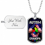 Autism Grandpa Dog Tag Pendant Necklace - Dog Tag (Silver)