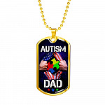 Autism Dad Dog Tag Pendant Necklace - Dog Tag (Gold Plated)