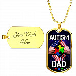 Autism Dad Dog Tag Pendant Necklace - Dog Tag (Gold Plated)