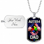 Autism Dad Dog Tag Pendant Necklace - Dog Tag (Silver)