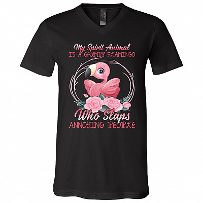 My Spirit Animal Is A GrumpShirt, Black, V-Neck T-Shirt