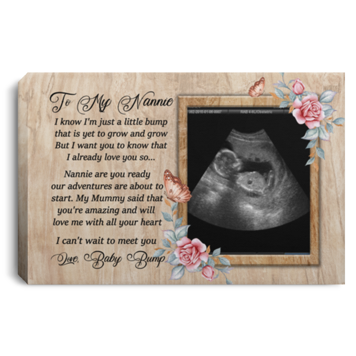 Personalized Photo To My Nannie I Know I'm Just A Little Bump Grandma To Be Framed Canvas Prints - Unframed Poster, White, 0.75'' Framed Canvas