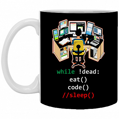 Funny Software Engineer Code M, Black, 11 oz. White Mug