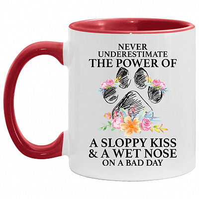 sloppy kiss, White/Red, 11 oz. Accent Mug