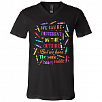We Can Be Different on the Outside but We Have the Same Heart Inside T-Shirt - V-Neck Tee, Black, V-Neck T-Shirt