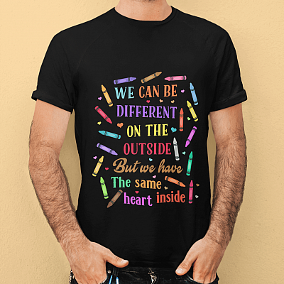 Alternative view of We Can Be Different on the Outside but We Have the Same Heart Inside T-Shirt - V-Neck Tee