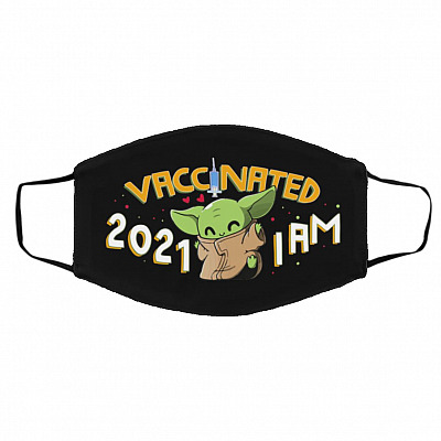 Vaccinated Mask, Black, Cloth Face Cover – Medium/Large