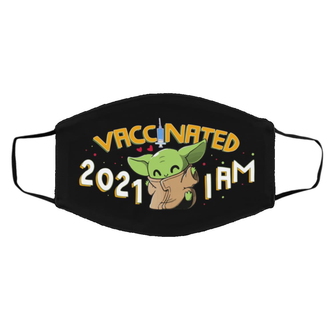 Vaccinated Mask, Black, Cloth Face Cover – Medium/Large