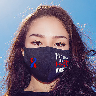 Alternative view of Mama Of a Heart Warrior Washable Reusable Custom Printed Cloth Face Mask Cover