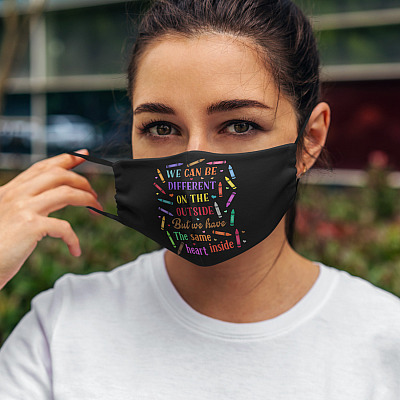 Alternative view of We Can Be Different on the Outside but We Have the Same Heart Inside Washable Reusable Face Mask