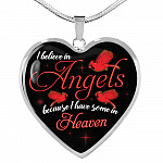 I Believe In Angels Because I Have Some In Heaven Red Cardinal Heart Pendant Necklace - Heart Luxury Necklace (Silver)