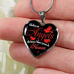 I Believe In Angels Because I Have Some In Heaven Red Cardinal Heart Pendant Necklace - Heart Luxury Necklace (Silver)