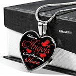 I Believe In Angels Because I Have Some In Heaven Red Cardinal Heart Pendant Necklace - Heart Luxury Necklace (Silver)