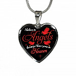 I Believe In Angels Because I Have Some In Heaven Red Cardinal Heart Pendant Necklace - Heart Luxury Necklace (Silver)
