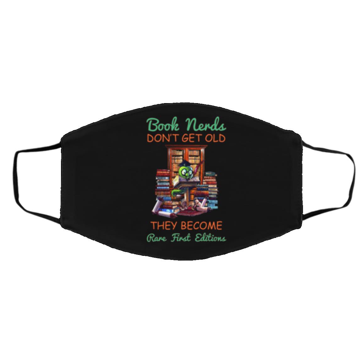 Book Nerds Don't Get Old, Black, Cloth Face Cover – Medium/Large
