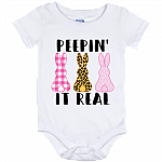 Peepin' It Real Bunnies Baby Onesie - Baby Infant Bodysuit, White, Baby Onesie - 12 Month