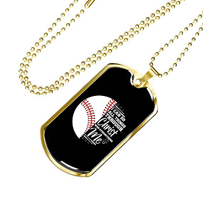 I Can Do All Thing Through Christ Who Strengthens Me Baseball Dog Tag Pendant Necklace - Dog Tag (Gold Plated)