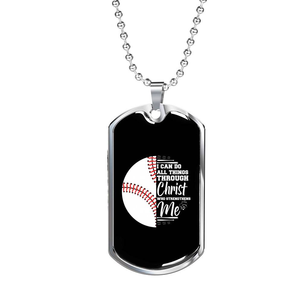 I Can Do All Thing Through Christ Who Strengthens Me Baseball Dog Tag Pendant Necklace - Dog Tag (Silver)
