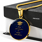 Happy Graduation Senior 2021 Follow Your Dreams And Unlock Your Future Circle Pendant Necklace - Circle Luxury Necklace (Gold Plated)