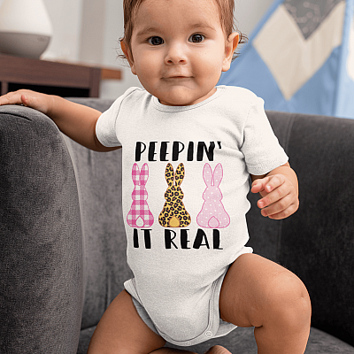 Alternative view of Peepin' It Real Bunnies Baby Onesie - Baby Infant Bodysuit
