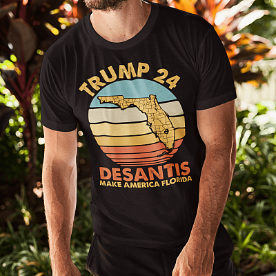 Alternative view of Trump Desantis Make America Florida 2024 Vintage Retro T-Shirt