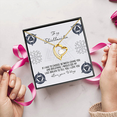 Alternative view of To My Shieldmaiden I Would Use Last Breath To Tell I Love You Forever Love Pendant Necklace