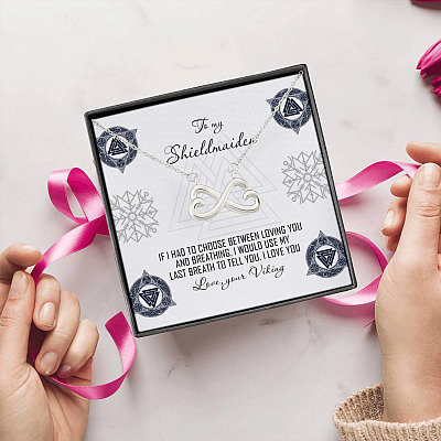 Alternative view of To My Shieldmaiden I Would Use Last Breath To Tell I Love You Infinity Heart Pendant Necklace