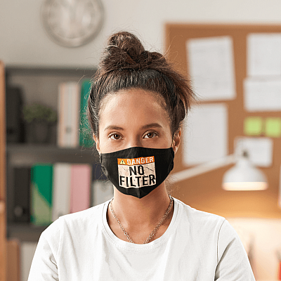 Alternative view of Danger No Filter Washable Reusable Custom Printed Cloth Face Mask Cover