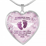 I Carried You For Every Second Of Your Life Heart Pendant Necklace - Heart Luxury Necklace (Silver)