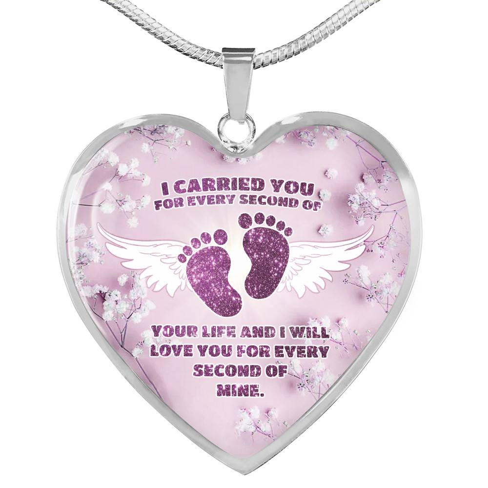 I Carried You For Every Second Of Your Life Heart Pendant Necklace - Heart Luxury Necklace (Silver)