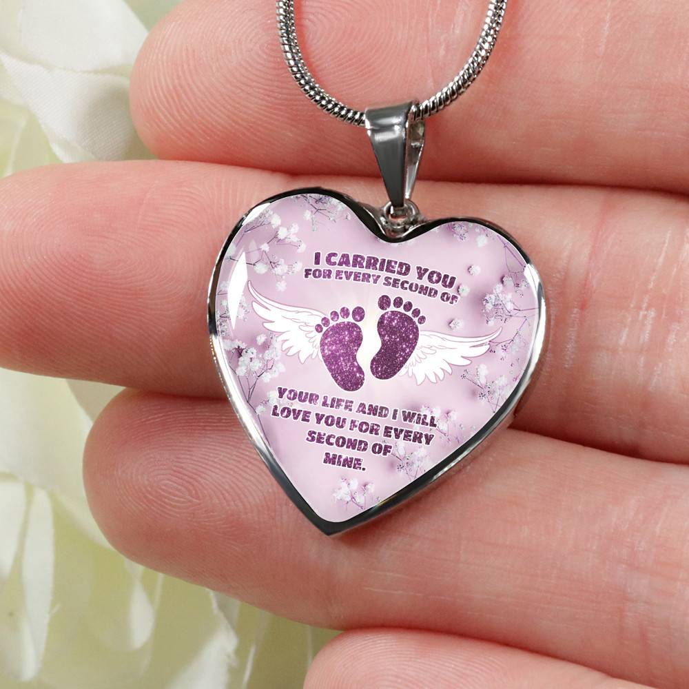 I Carried You For Every Second Of Your Life Heart Pendant Necklace - Heart Luxury Necklace (Silver)