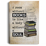 A Room Without Books Is Like a Body Without a Soul Wrapped Framed Canvas - Unframed Poster, White, 0.75'' Framed Canvas
