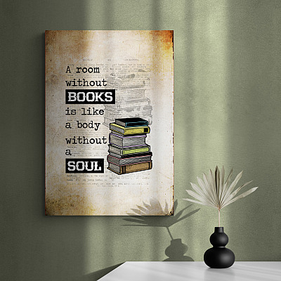 Alternative view of A Room Without Books Is Like a Body Without a Soul Wrapped Framed Canvas - Unframed Poster
