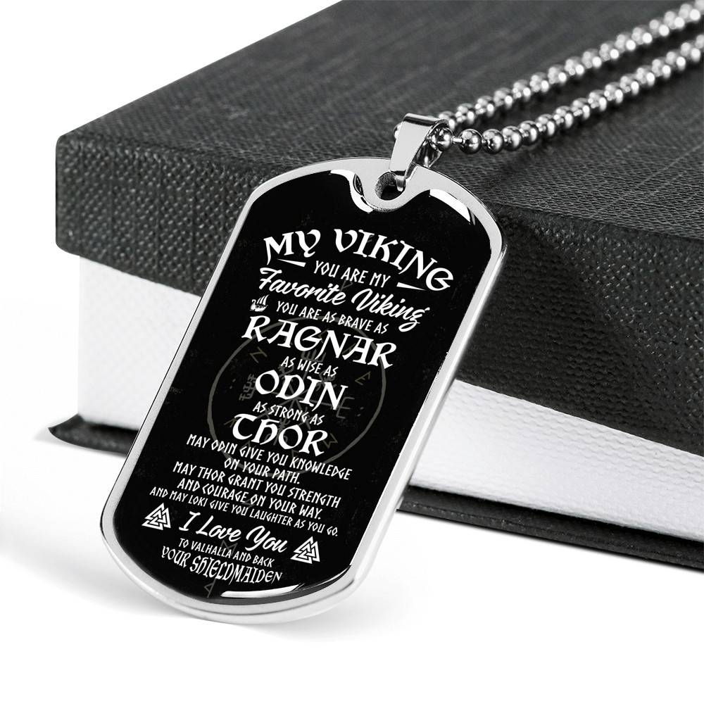 My Viking You Are My Favorite Viking You Are as Brave as Rag-nar Wise as Odin Dog Tag Pendant Necklace - Dog Tag (Silver)