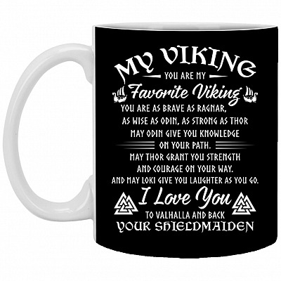 viking mug, Black, 11 oz. White Mug