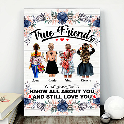 Alternative view of Personalized True Friends Know All About You and Still Love You Framed Canvas - Gift for Bff Unframed Poster