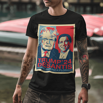 Alternative view of Trump Desantis Make America Florida 2024 T-Shirt