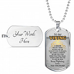 To My Viking I Know You're Tired You're Fed Up Keep Fighting Love Your Shieldmaiden Dog Tag Pendant Necklace - Dog Tag (Silver)