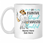 Personalized Proud Essential Workers Ceramic Coffee Mug - I'm Essential 2021 Travel Bottle, White, 11 oz. White Mug