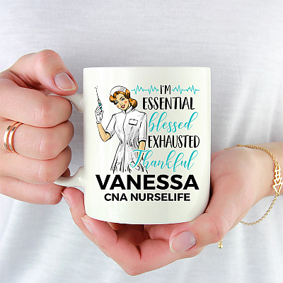Alternative view of Personalized Proud Essential Workers Ceramic Coffee Mug - I'm Essential 2021 Travel Bottle