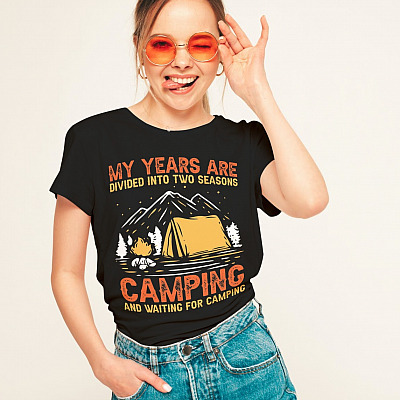 Alternative view of My Years Are Divided Into Two Seasons Camping And Waiting For Camping T-Shirt - Funny Camping Shirt