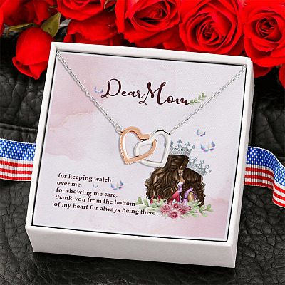 Mothers Day Jewelry Thank You for Always Being There for Me Interlocking Heart Pendant Necklace