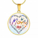 Mom Heart Words Circle Pendant Necklace - Circle Luxury Necklace (Gold Plated)