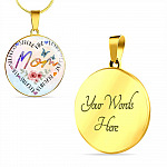 Mom Heart Words Circle Pendant Necklace - Circle Luxury Necklace (Gold Plated)