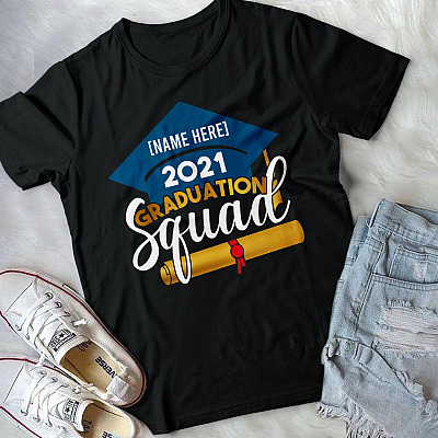 Alternative view of Personalized Senior 2021 Graduation Squad T-shirt - V-neck - Class of 2021 Graduate Graduation Family Shirt