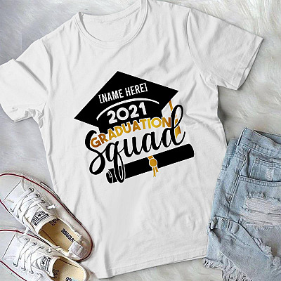 Alternative view of Personalized Senior 2021 Graduation Squad T-shirt - V-neck - Class of 2021 Graduate Matching Family Shirt