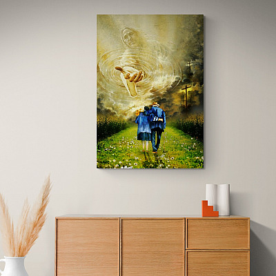 Alternative view of Jesus Holds My Hand And Old Couple Christian God Framed Canvas Prints - Jesus Takes My Hand Unframed Poster
